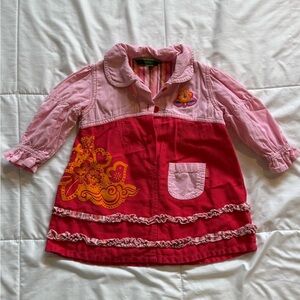 Oilily Girls Pink & Red Floral Ruffle Dress